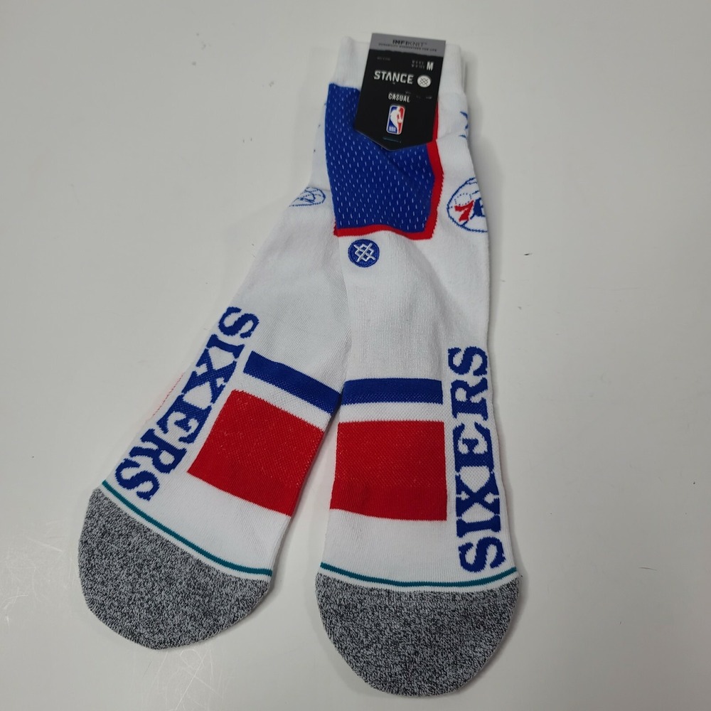 Stance Philadelphia 76ers Socks Mens M 6-8.5 Womens 8.5-10.5 NBA Infiknit New